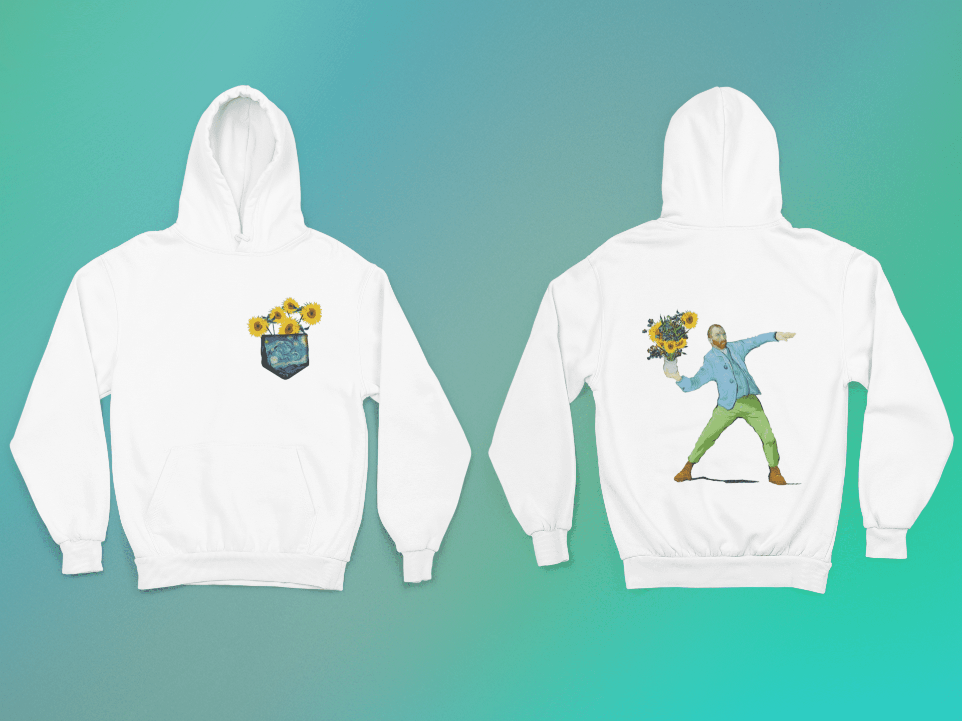 Floral Van Gogh Hoodie - Görsel 4